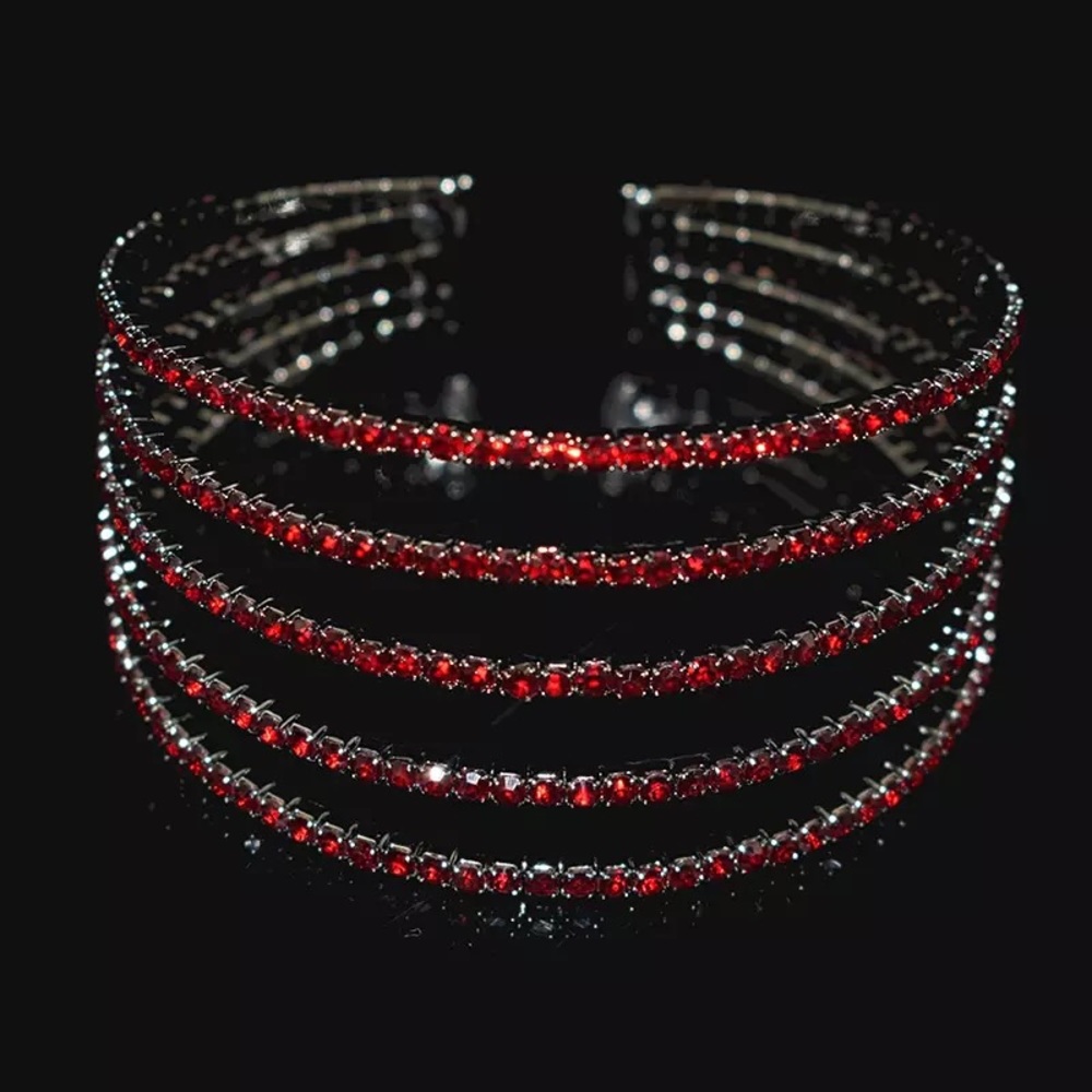 Red Rhinestone Cuff Bracelet - Picture 2 of 2
